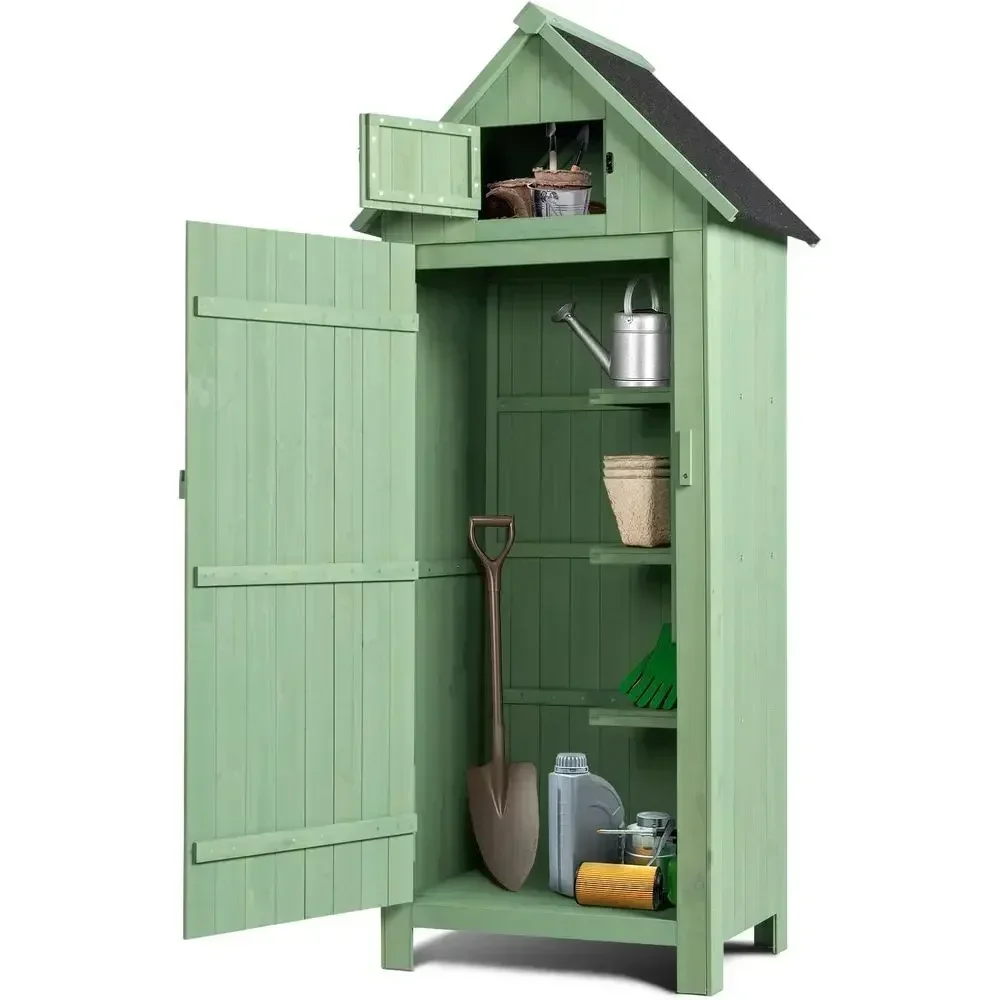 Gardening Tools Green - Caseta de Almacenamiento Exterior Verde Claro: