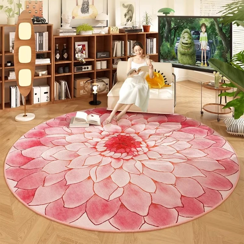 Gardening Tools Pink - Alfombra redonda rosa para sala de