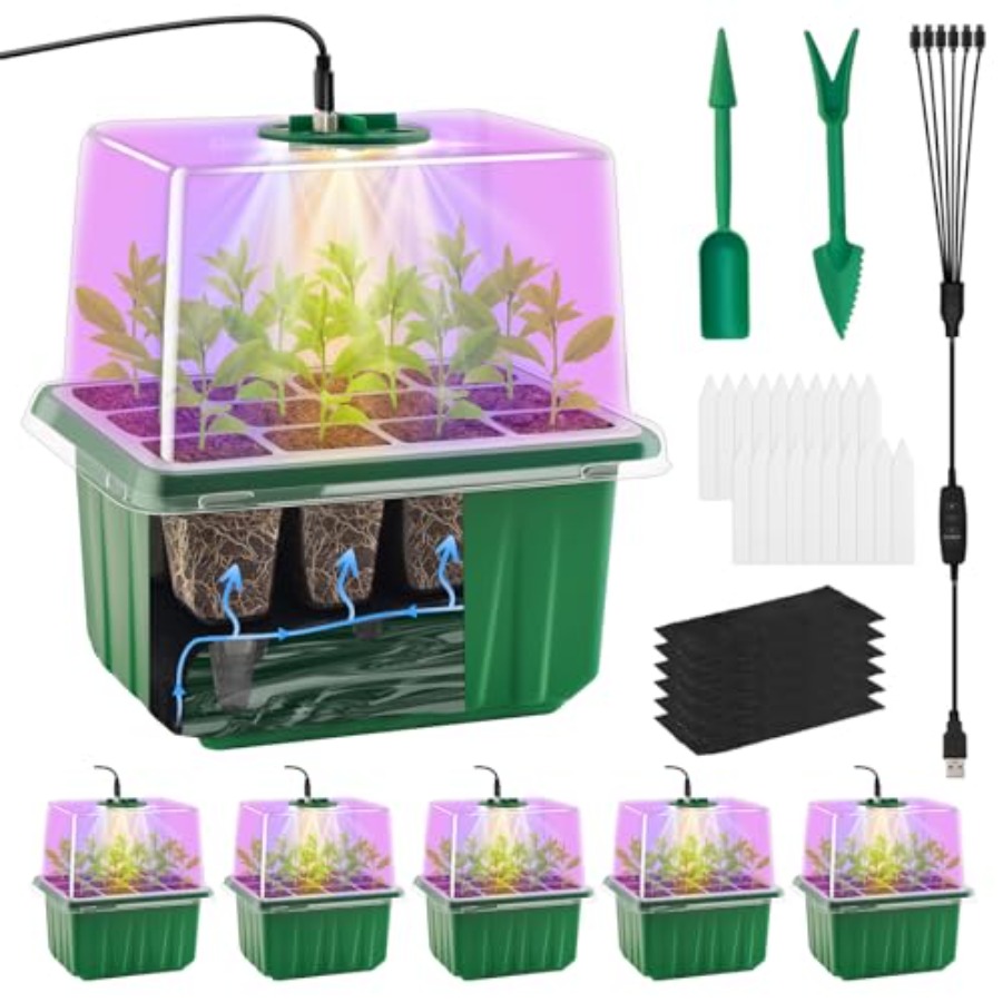 Greenhouse Mini Indoor - Bandeja de germinación con luz, 6
