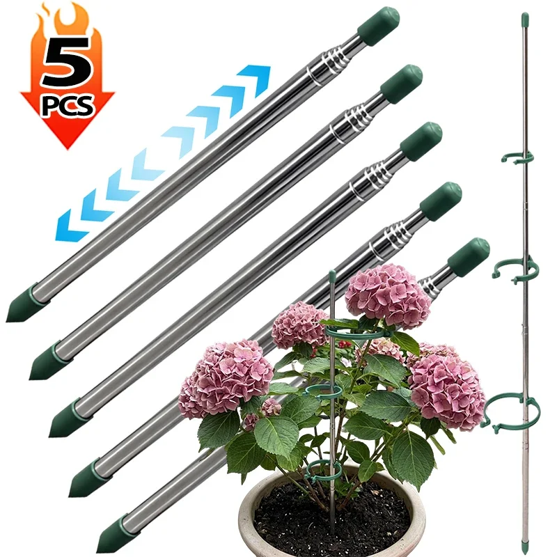 Gardening Tools Green - 5/1PCS Anillos de Soporte Retráctiles Verdes