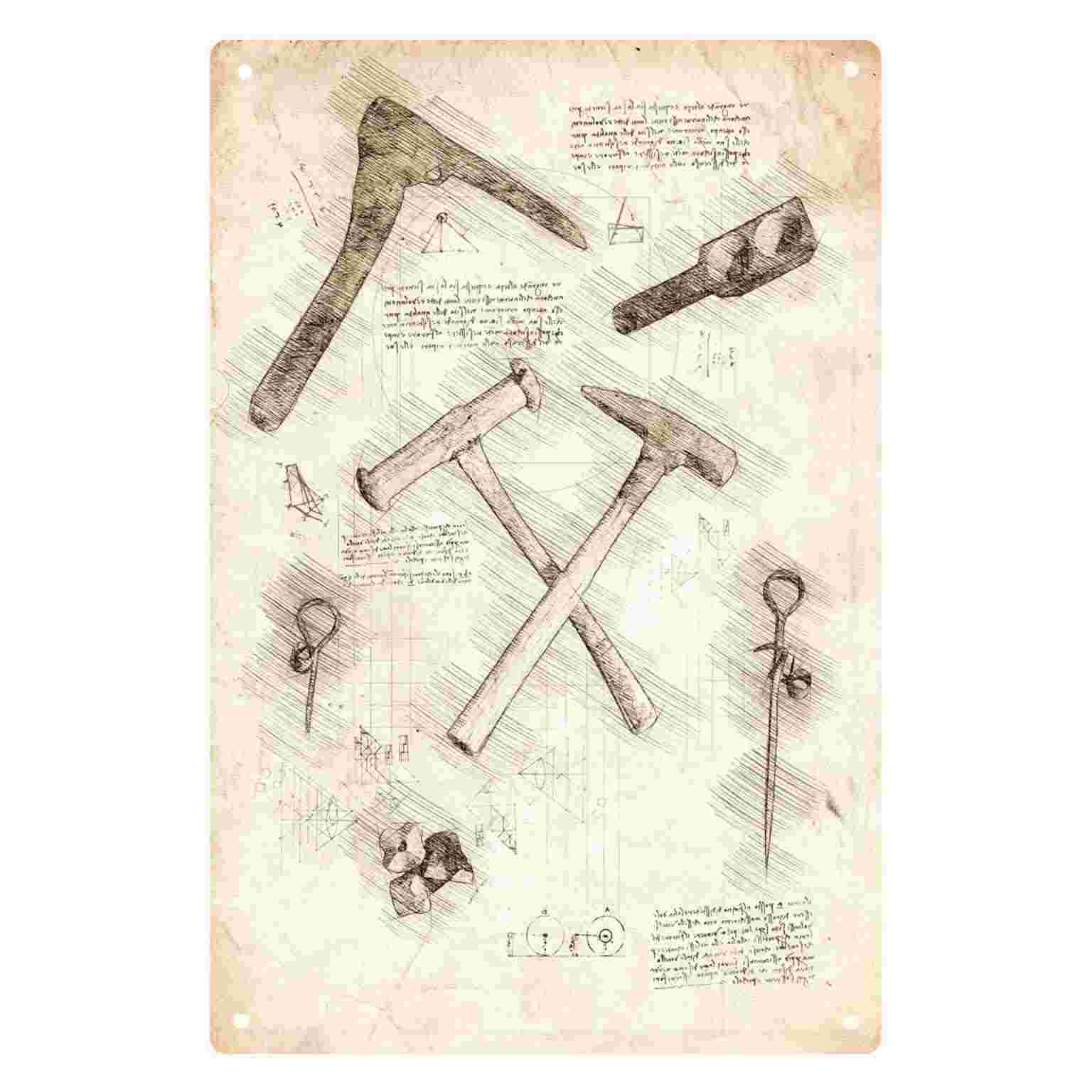 Gardening Tools Sketch - Letrero Metálico Decorativo 2D Plano con