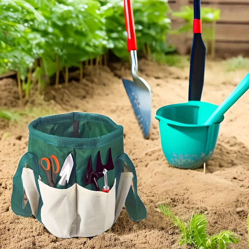 Gardening Tools Green - Bolsa de herramientas de jardín redonda,