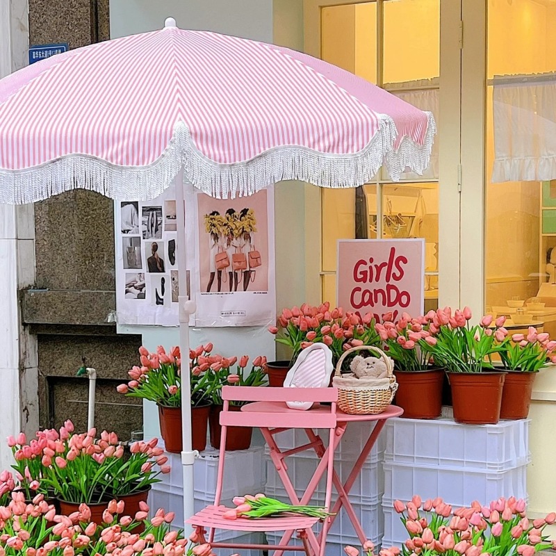 Sombrilla de Jardín con Rayas  - Gardening Tools Pink reseña y precio