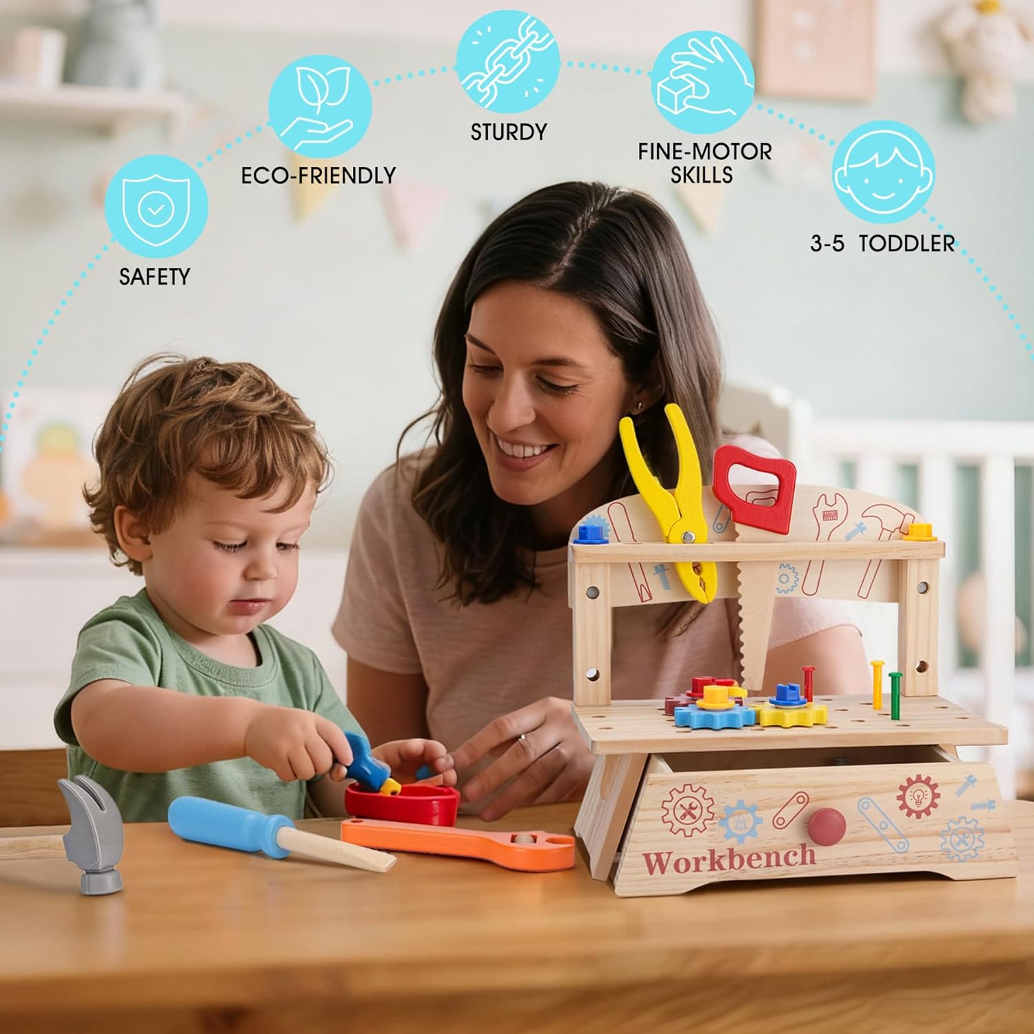 Banco de herramientas de mader - Gardening Tools For Kids reseña y precio