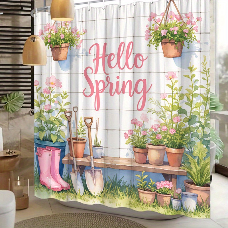 Cortina de ducha con estampado - Gardening Tools Pink reseña y precio