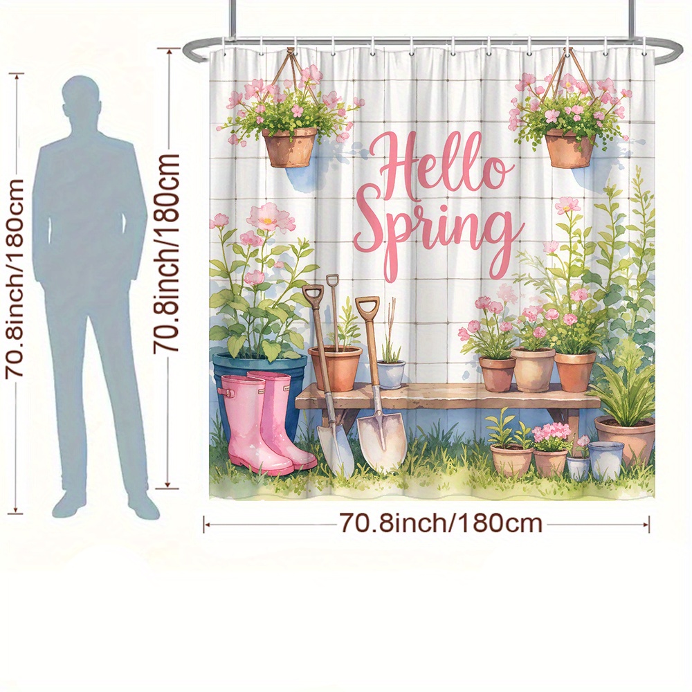 Cortina de ducha con estampado - Gardening Tools Pink reseña y precio